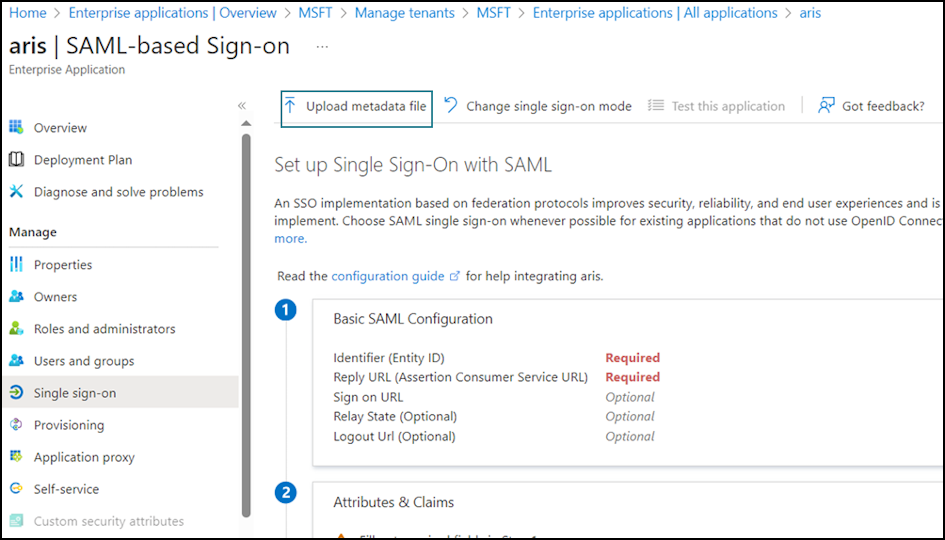 Upload metadata file