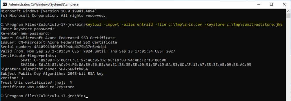 Create truststore file