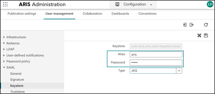 Keystore: Enter Alias and Password