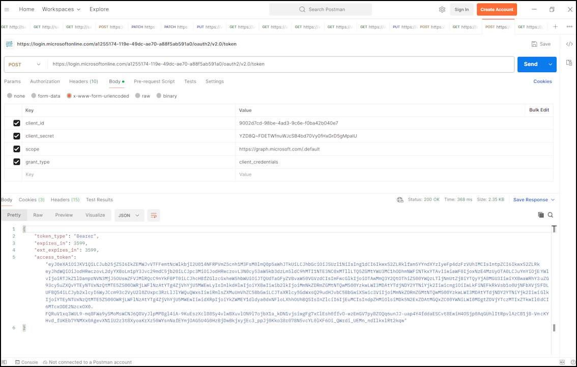 Generate access token