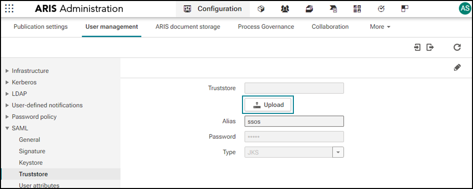 Upload Entra ID truststore file to ARIS