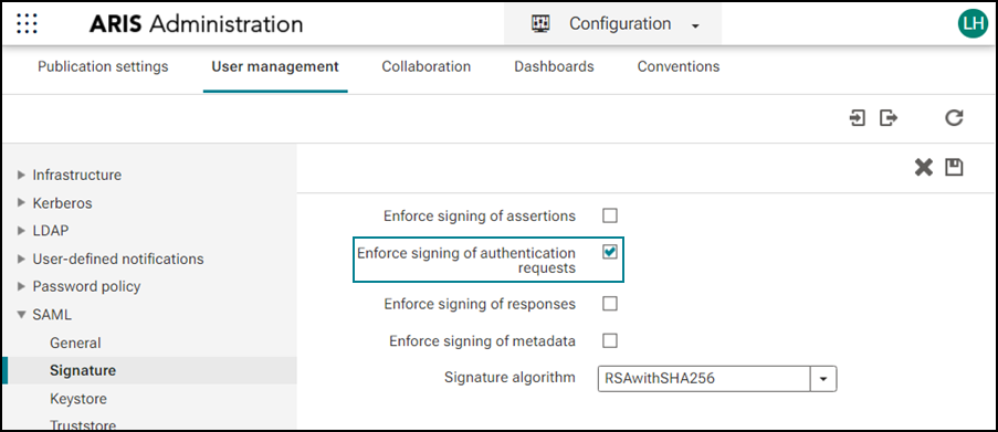 Enforce signing of authentication requests
