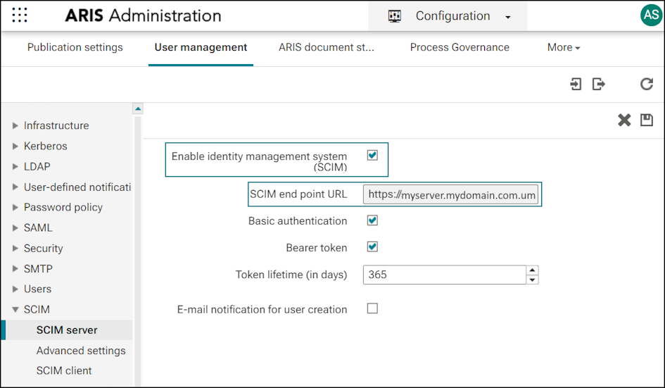 Enable SCIM and copy bearer token