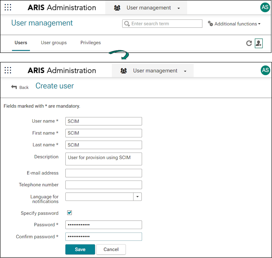 Create SCIM user